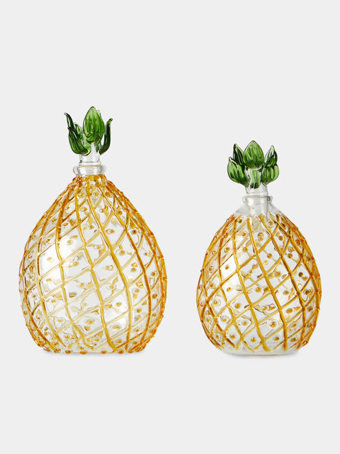 Alya Tannous - Pineapples Hand-Blown Glass Oil and Vinegar Set - Yellow - ABASK