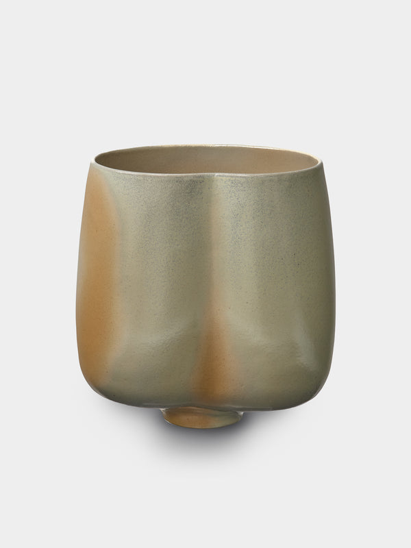 Ruth King - Curled Hand-Built Ceramic Bowl - Light Gray - ABASK - 