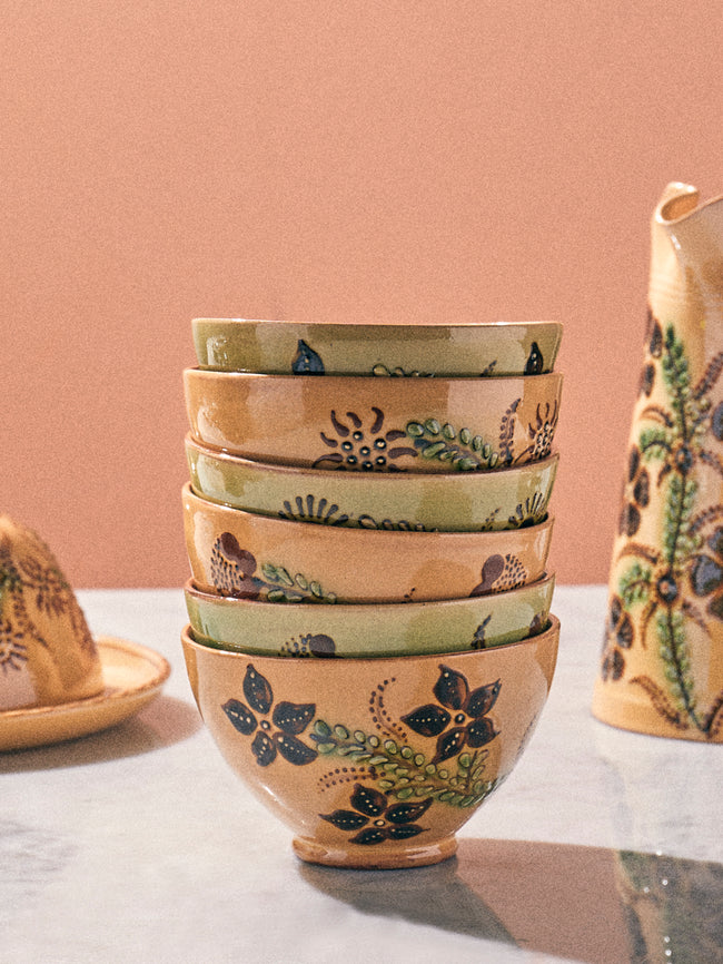 Poterie d’Évires - Flowers Hand-Painted Ceramic Bowls (Set of 6) - Multiple - ABASK