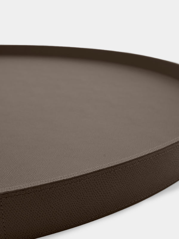 Giobagnara - Polo Utopia Leather Round Tray - Gray - ABASK