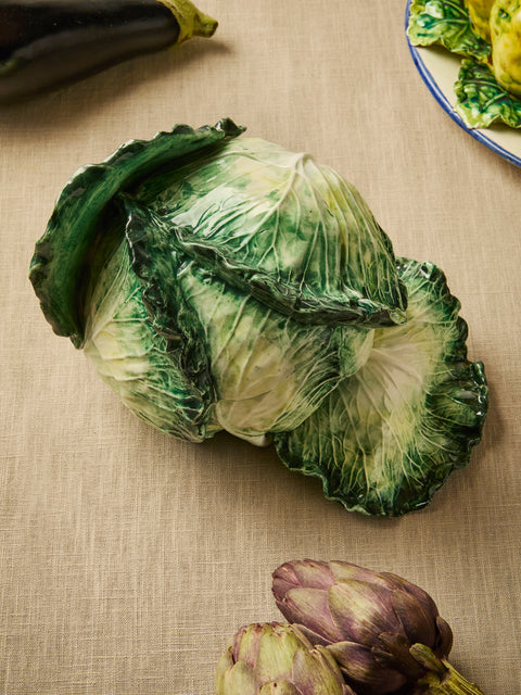 Antique and Vintage - 1940s Este Ceramiche Majolica Ceramic Cabbage Serving Tureen - Green - ABASK