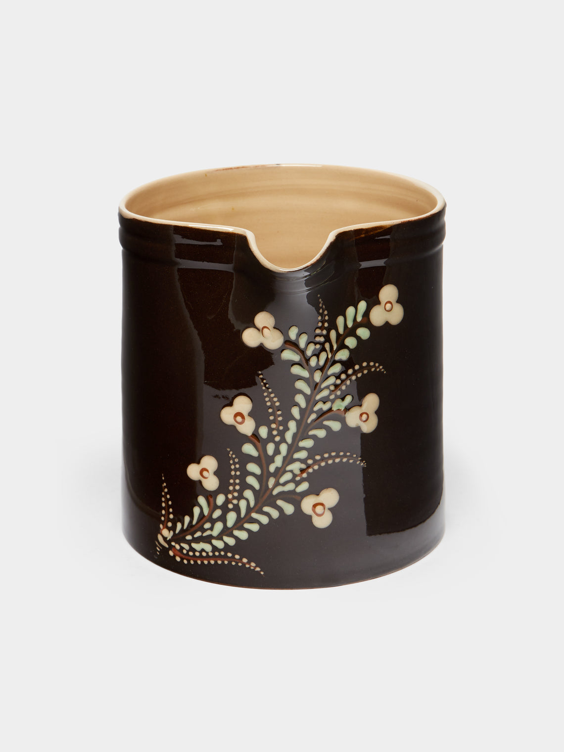 Poterie d’Évires - Flowers Hand-Painted Ceramic Straight-Edge Jug -  - ABASK