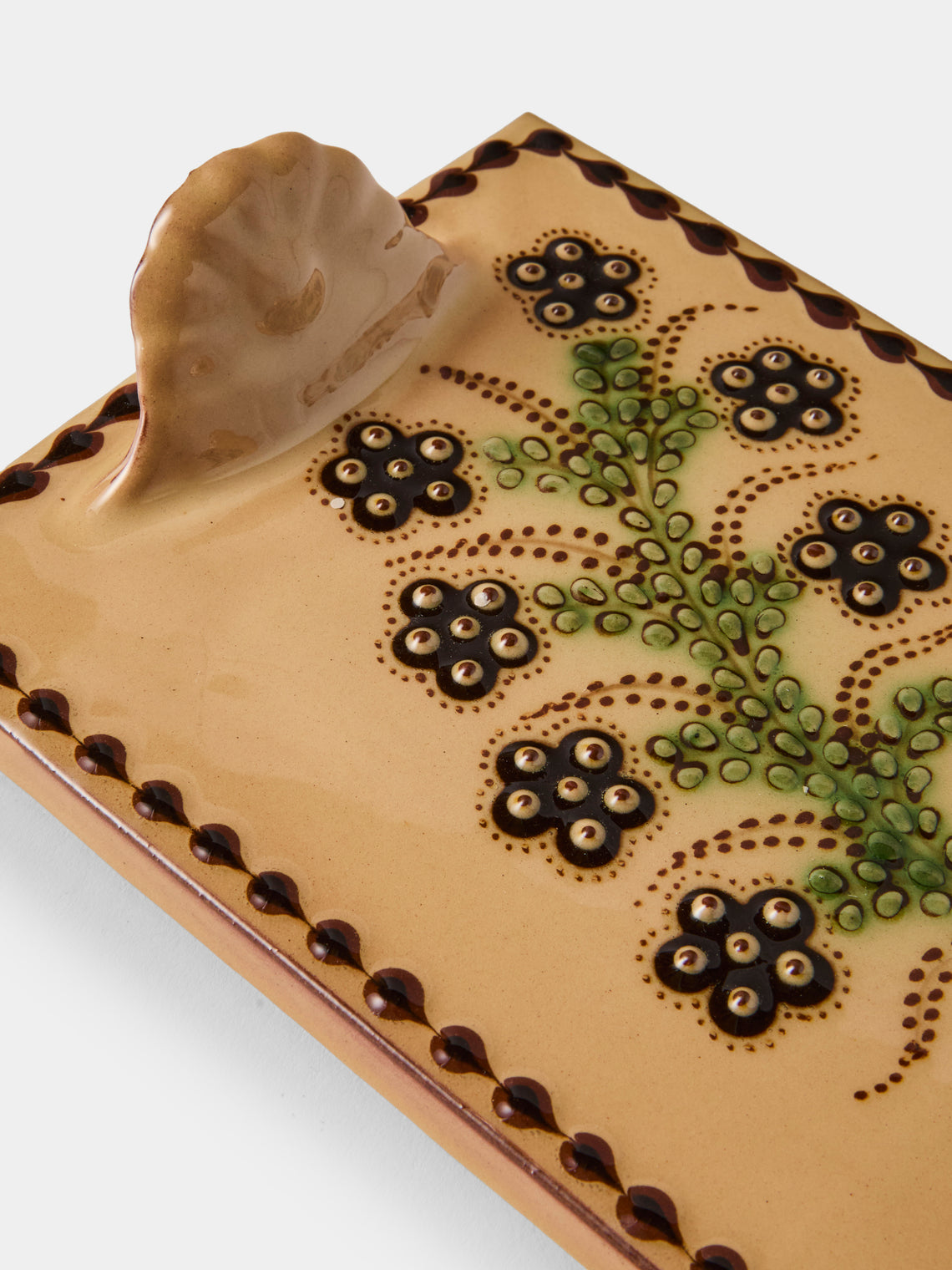 Poterie d’Évires - Flowers Hand-Painted Ceramic Cheese Platter - Cream - ABASK
