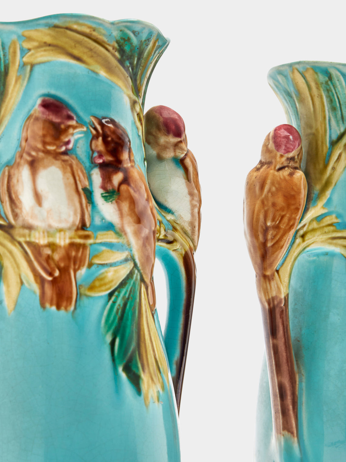 Antique and Vintage - Majolica Ceramic Vases (Set of 2) - Blue - ABASK