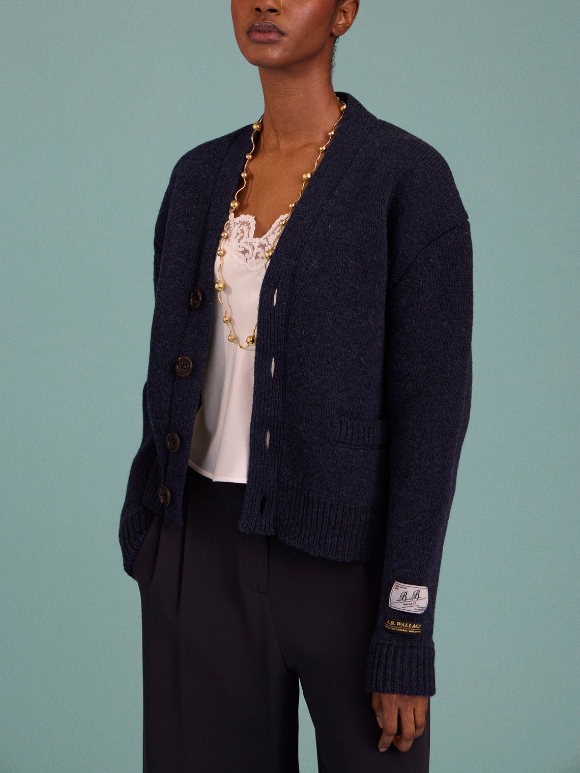 BB Wallace - Wylie Shetland Wool Cardigan | Size: S - Navy - ABASK