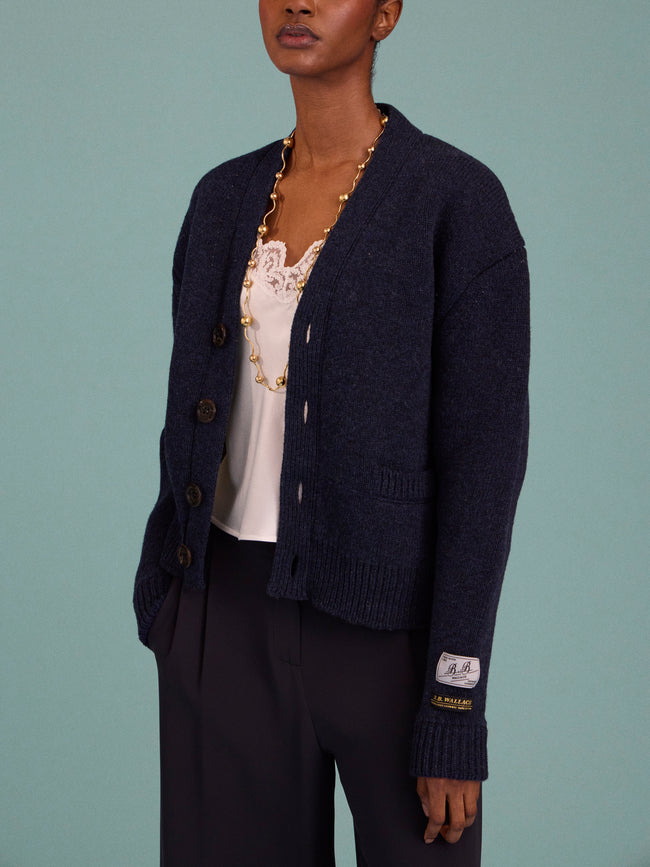 BB Wallace - Wylie Shetland Wool Cardigan | Size: S - Navy - ABASK