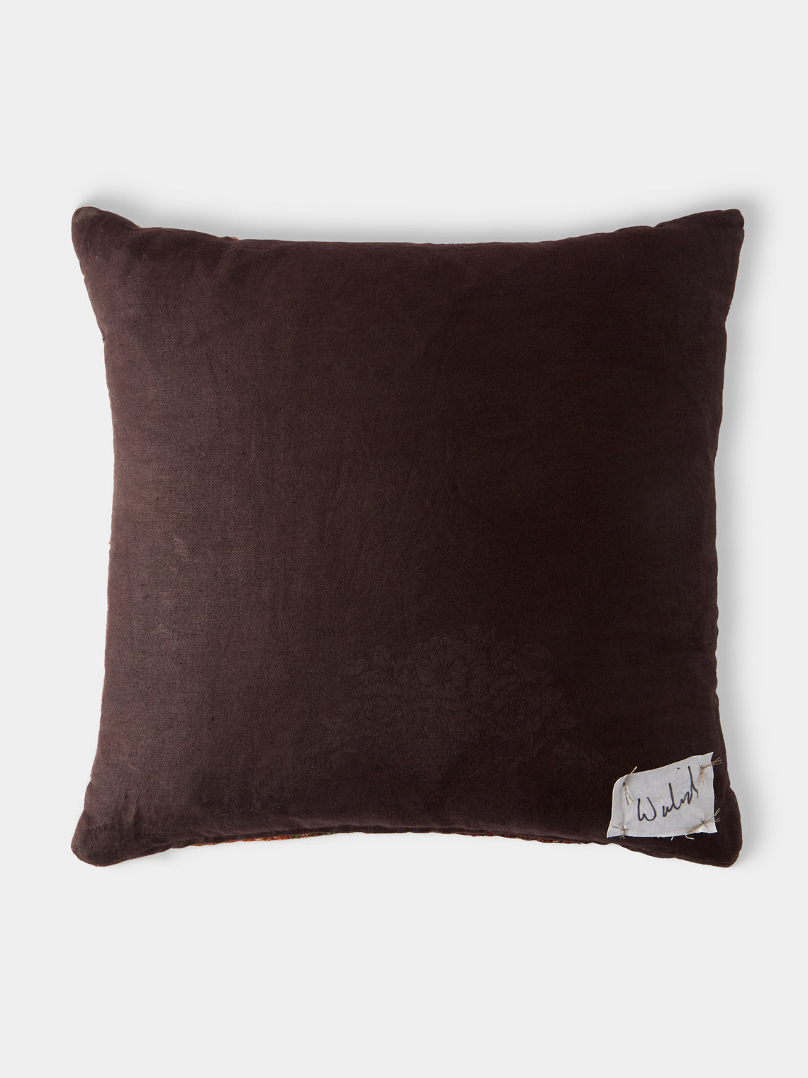 By Walid - 19th-Century Paisley Patchwork Wool and Damask Cushion (17.5in/45cm) - Multiple - ABASK