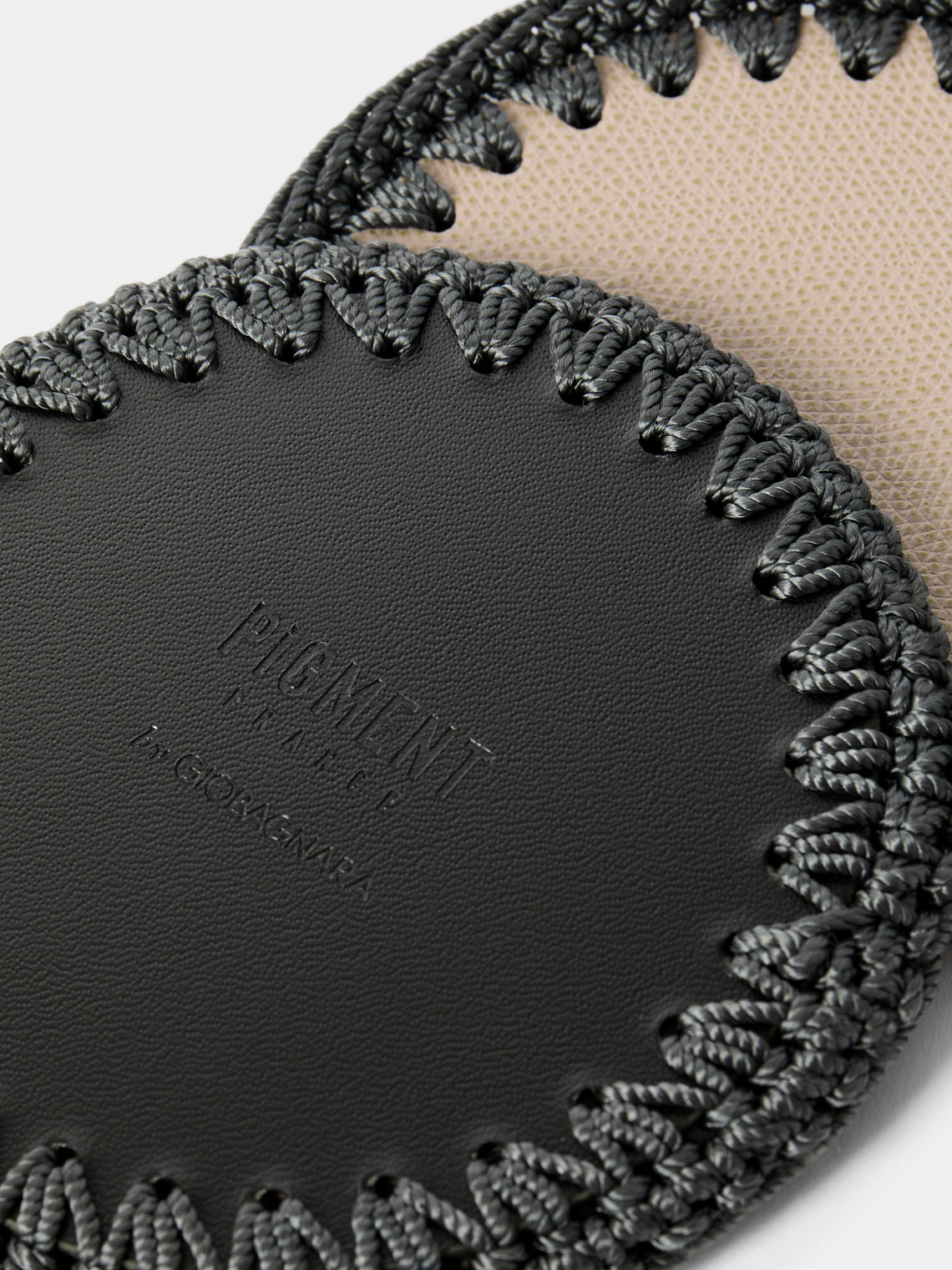 Pigment France - Rochelle Leather and Crochet Coasters (Set of 4) - Beige - ABASK