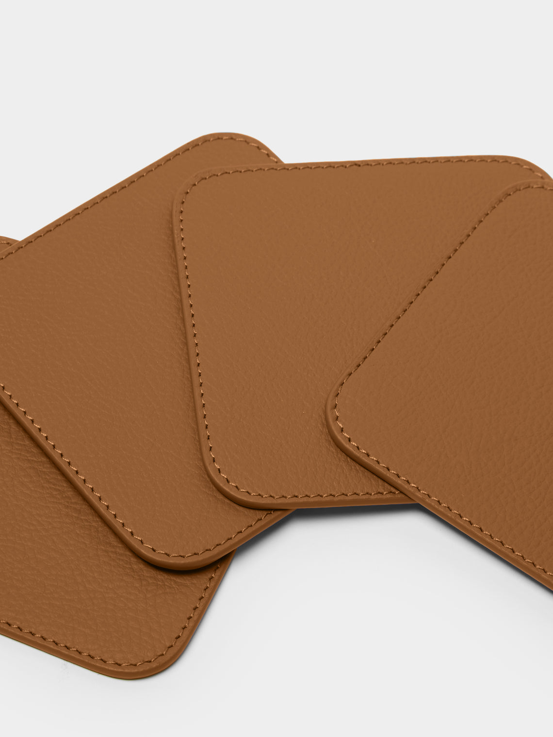 Giobagnara x Poltrona Frau - Leather and Walnut Coasters with Holder (Set of 6) - Tan - ABASK