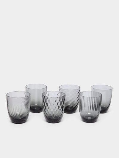 NasonMoretti - Idra Hand-Blown Murano Glass Tumblers (Set of 6) - Gray - ABASK - 