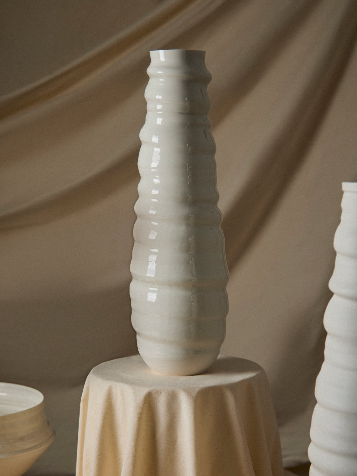 Johanne Coker - No. 4 Hand-Thrown Porcelain Vase (18in/46cm) - White - ABASK