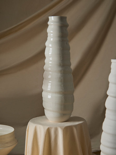Johanne Coker - No. 4 Hand-Thrown Porcelain Vase (18in/46cm) - White - ABASK