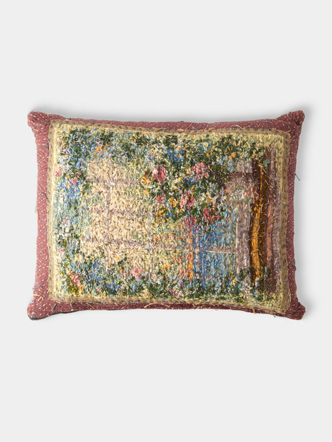 By Walid - 19th-Century Needlepoint Wool, Linen and Cotton Cushion (19.5in/50cm) - Multiple - ABASK - 
