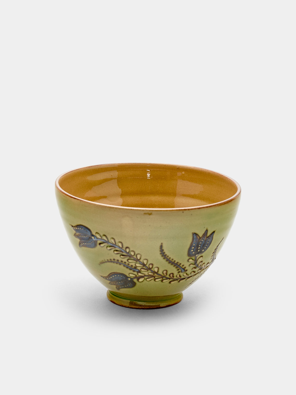 Poterie d’Évires - Flowers Hand-Painted Ceramic Bowls (Set of 6) - Green - ABASK