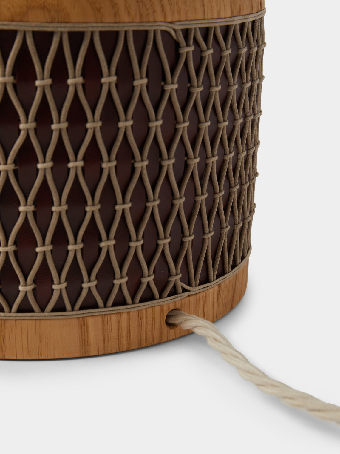 Aimee Betts - Ricasso Barrel Oak and Leather Short Table Lamp - Brown - ABASK