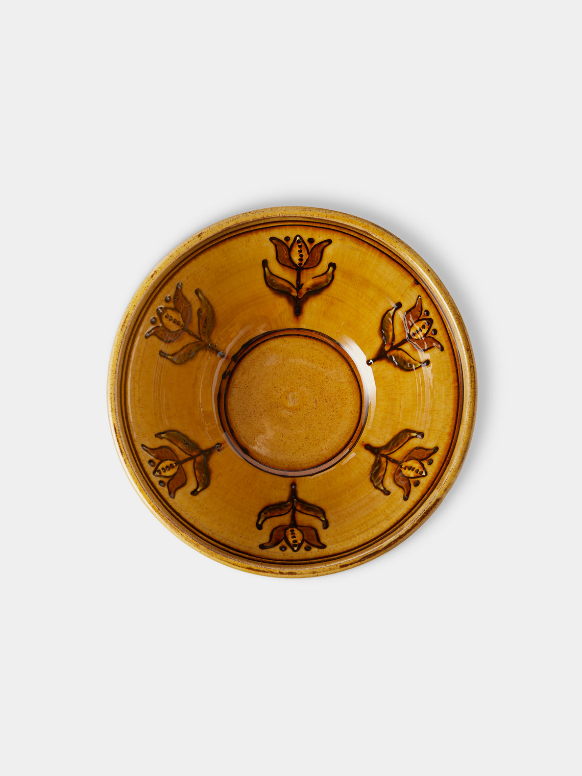Fitch & McAndrew - Dahlias Slipware Serving Plate (13.4in/34cm) - Yellow - ABASK
