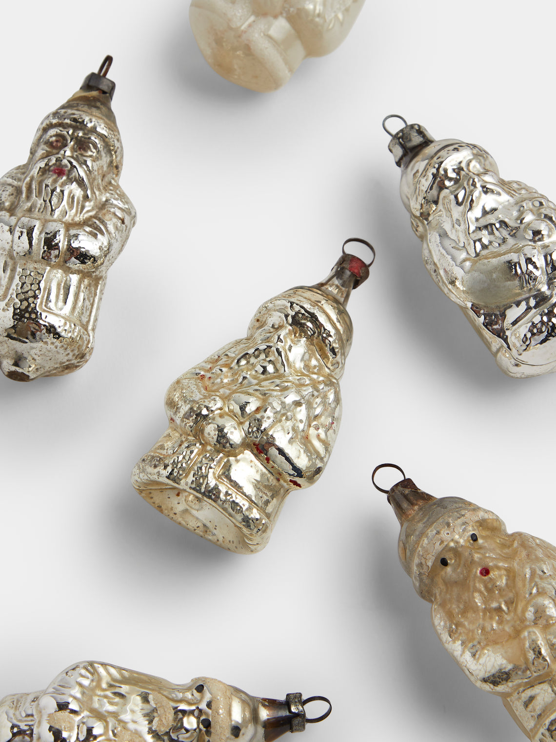 Antique and Vintage - Early-20th-Century Father Christmas Glass Baubles (Set of 7) - Silver - ABASK