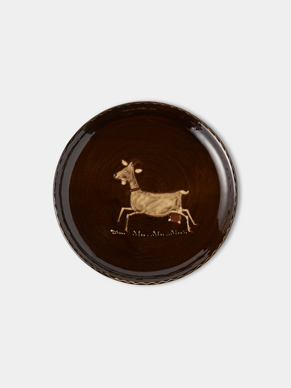 Poterie d’Évires - Animals Hand-Painted Ceramic Plates – 9.5in/24cm (Set of 8) - Dark brown - ABASK