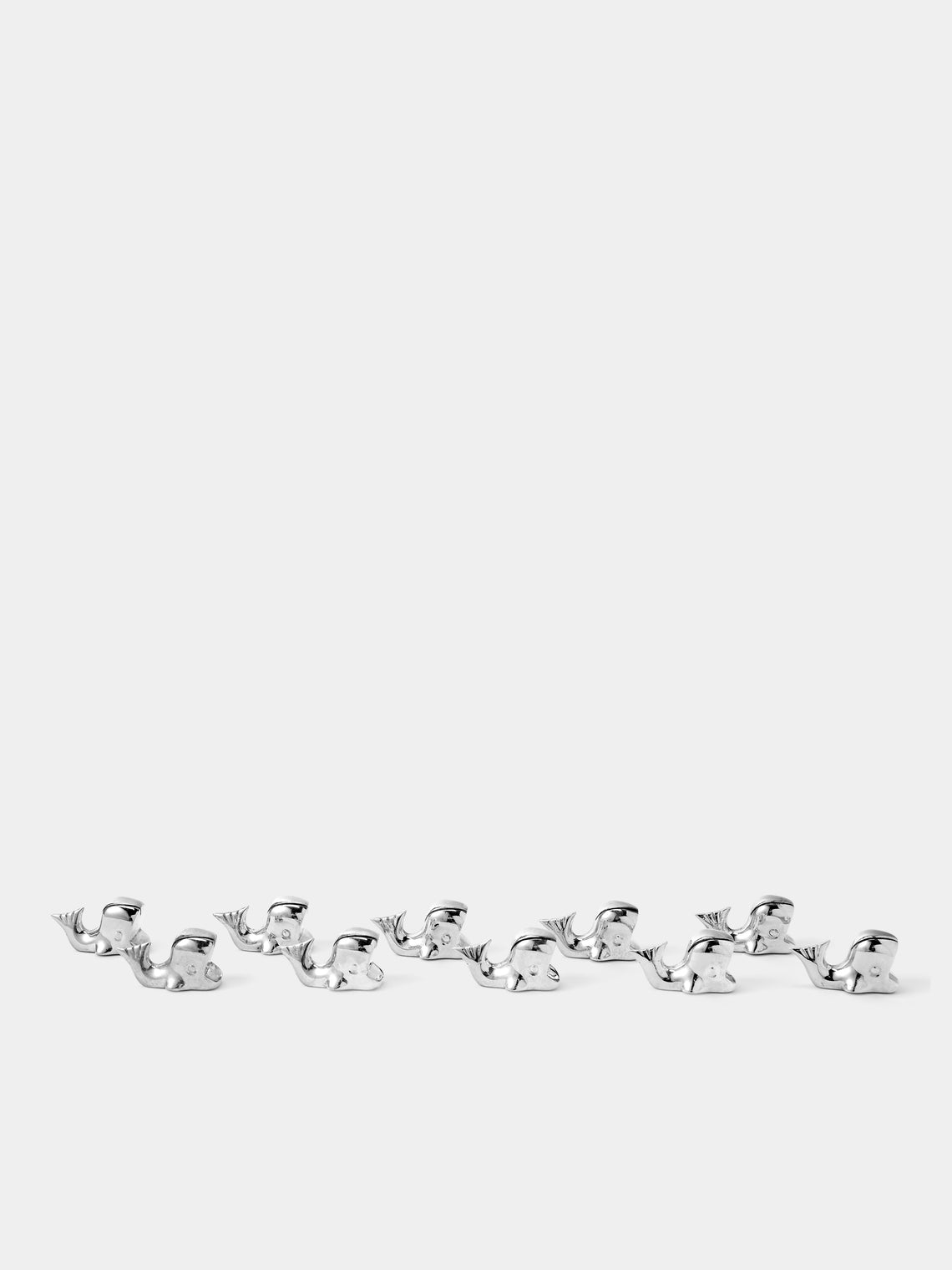 Antique and Vintage - Mid-Century Whales Silver-Plated Knife Rests (Set of 10) - Silver - ABASK