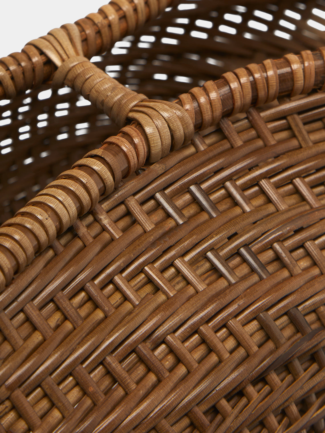 Junpei Kawaguchi - Hand-Braided Rattan Flower Basket with Handle - Brown - ABASK