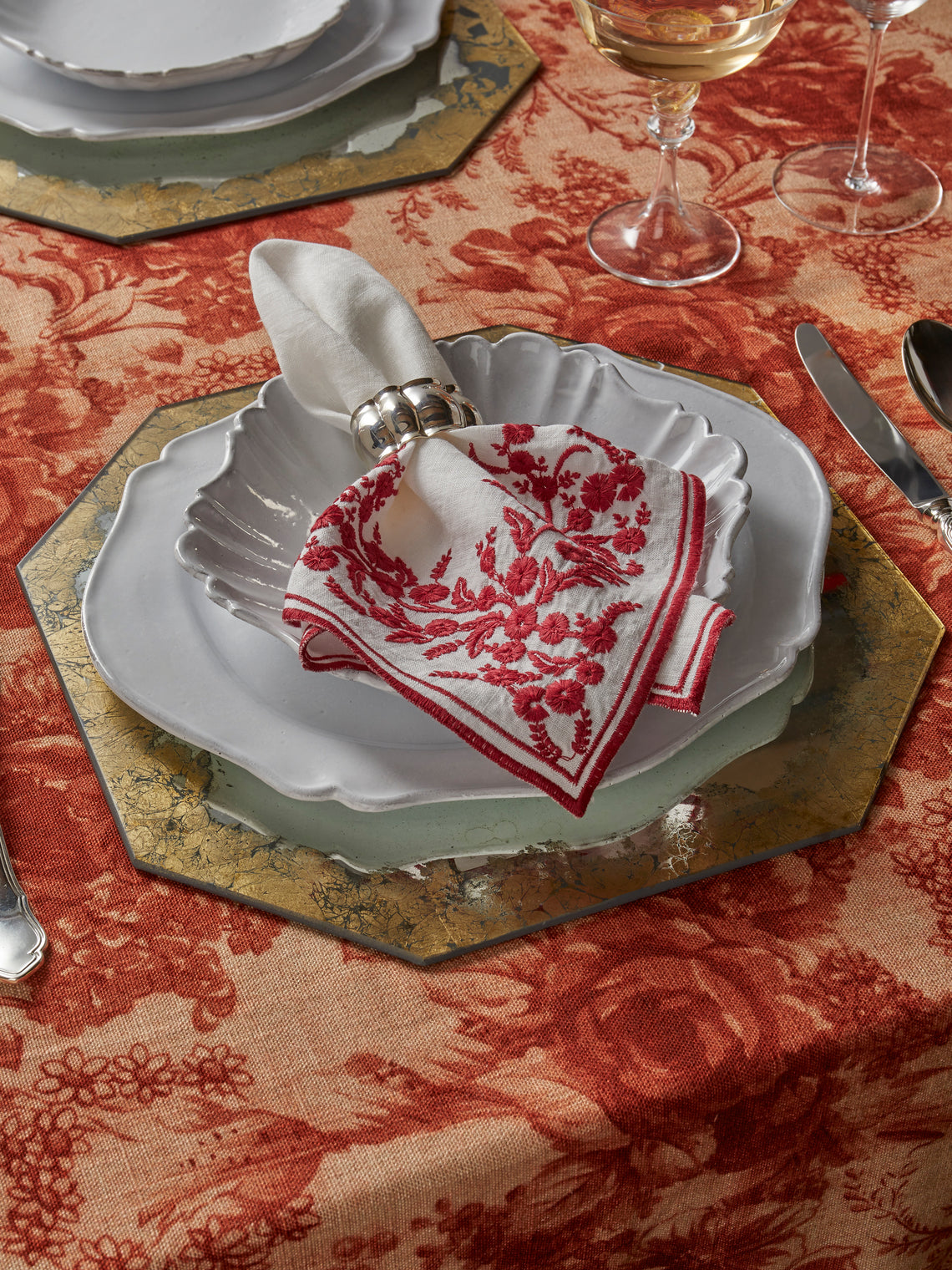 Borgo delle Tovaglie - Octo Mirrored Glass Placemats (Set of 6) - Silver - ABASK