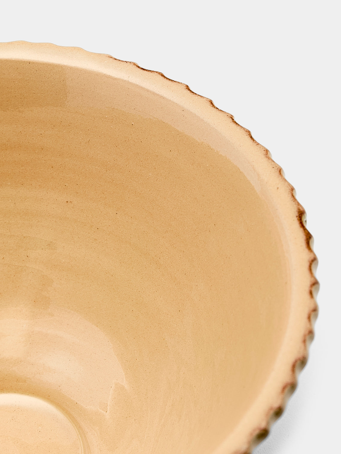 Poterie d’Évires - Flowers Hand-Painted Ceramic Small Fluted Serving Bowl - Dark brown - ABASK