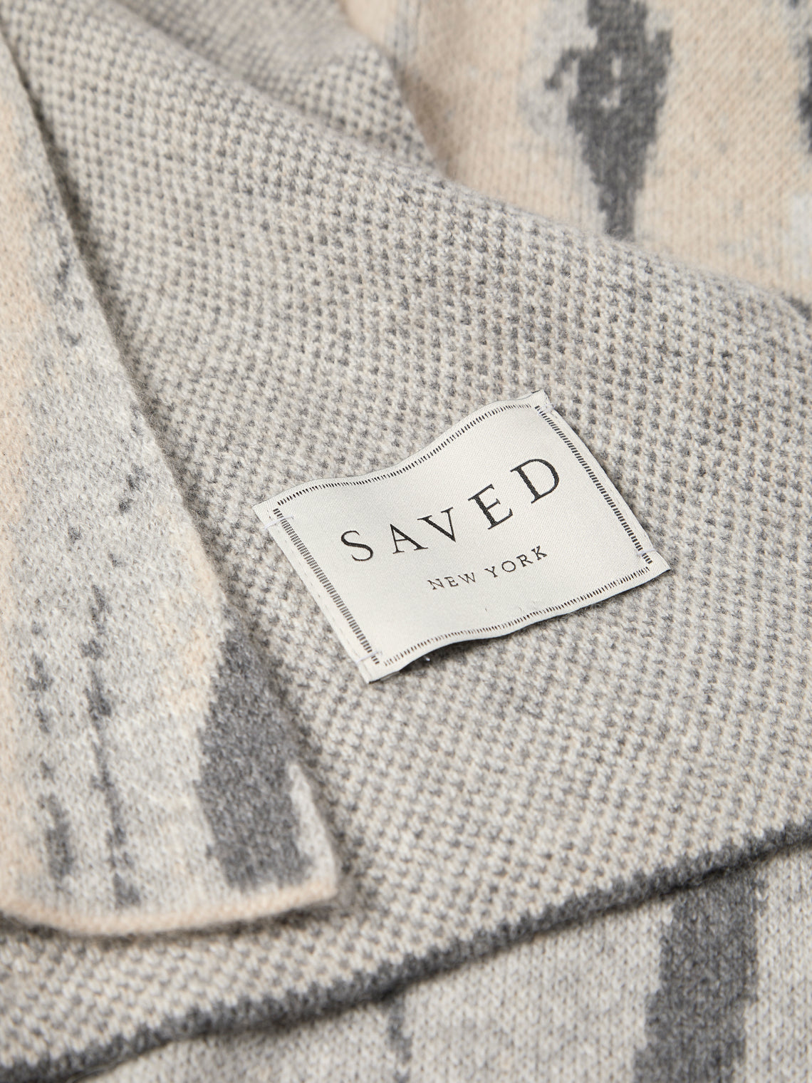 Saved NY - Marble Cashmere Throw (79in/2m) - Blue - ABASK