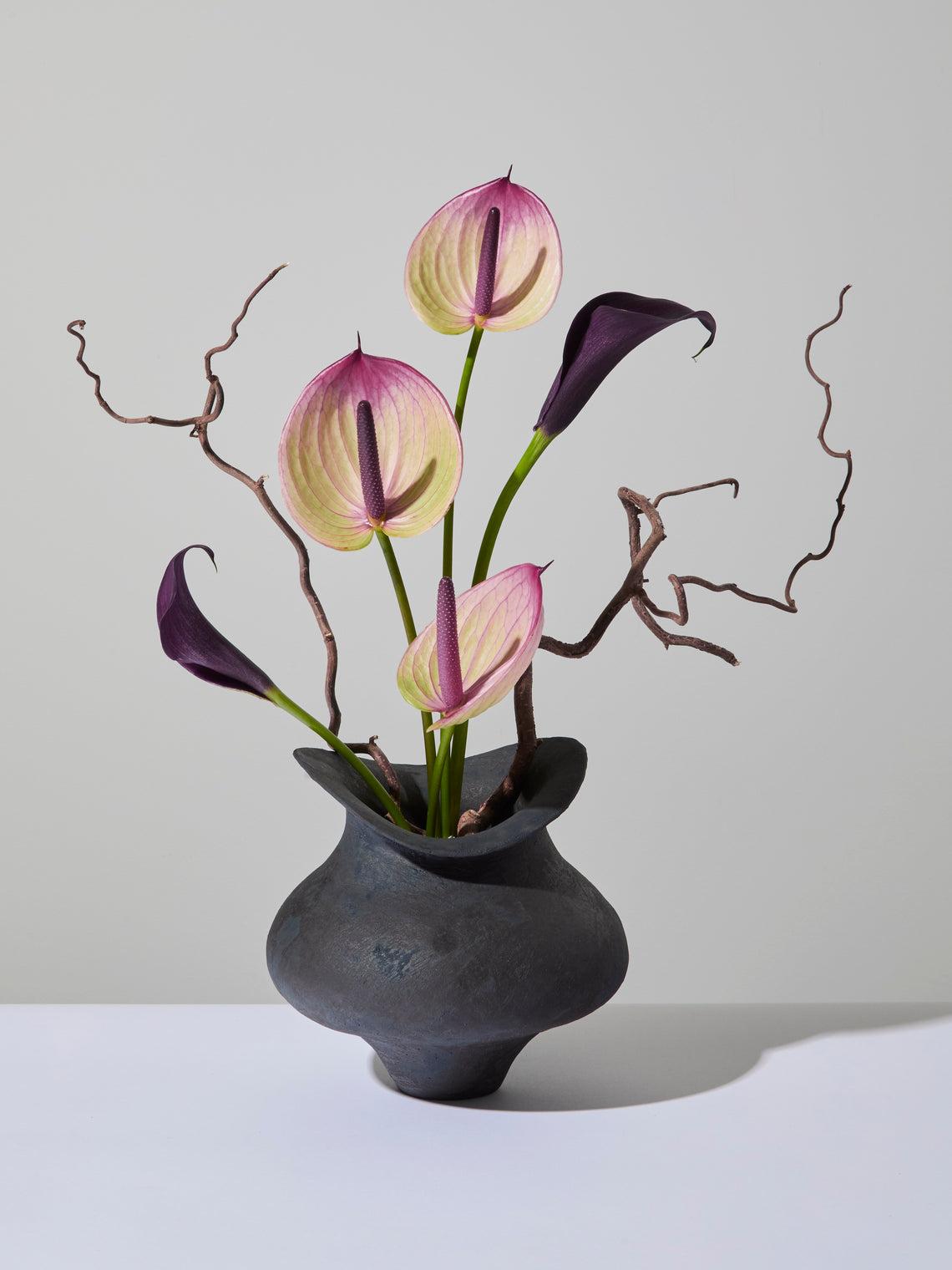 By Raffaella - Silvia Hand-Coiled Stoneware Vase (7in/18cm) - Gray - ABASK