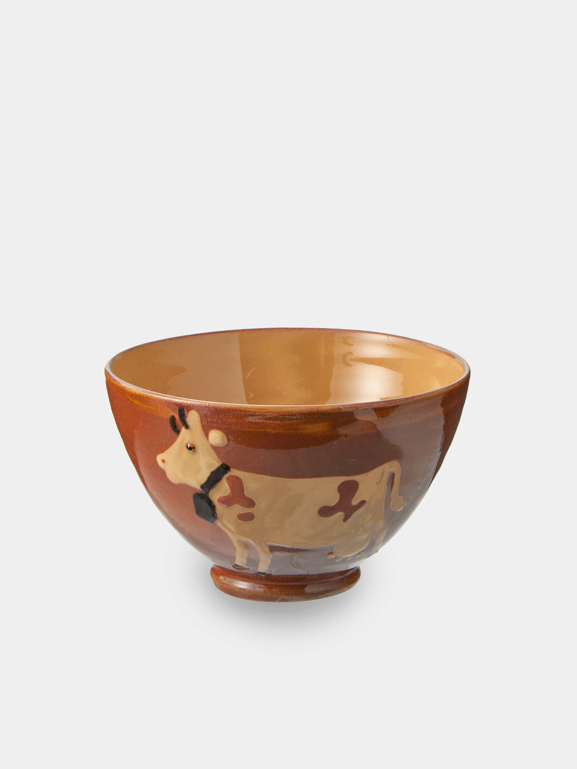 Poterie d’Évires - Cows Hand-Painted Ceramic Small Bowls (Set of 4) - Light Brown - ABASK