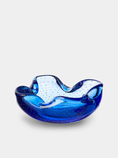 Antique and Vintage - Mid-Century Glass Ashtray - Blue - ABASK - 