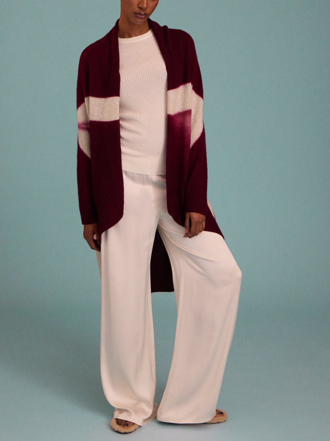 Suzusan - Shibori Cashmere Upside-Down Cape | One Size - Purple - ABASK