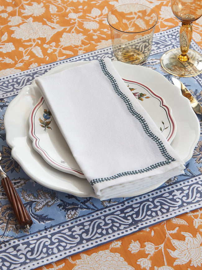 Chamois - Embroidered Linen Napkins (Set of 4) - White - ABASK