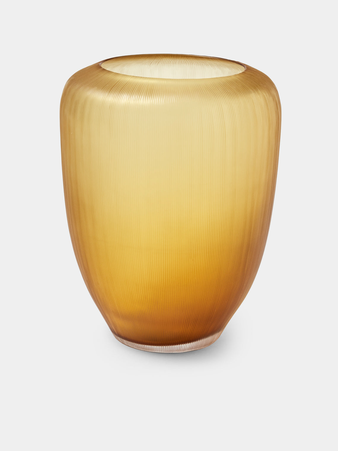 Micheluzzi Glass - Goccia Miele Millerighe Hand-Blown Murano Glass Vase (9in/23.5cm) - Orange - ABASK - 