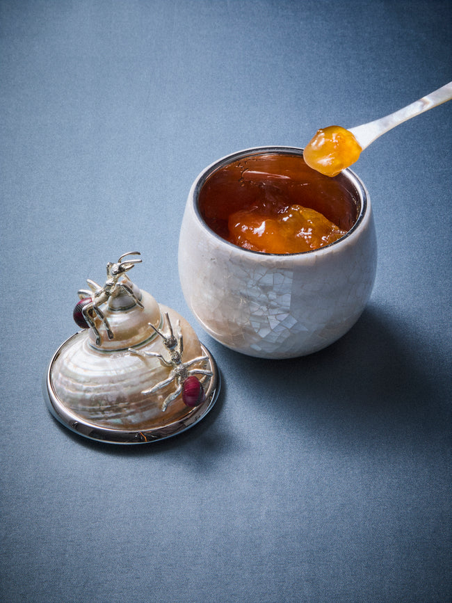 Objet Luxe - Ants Bees Mother-of-Pearl and Silver-Plated Jam Pot - Ivory - ABASK