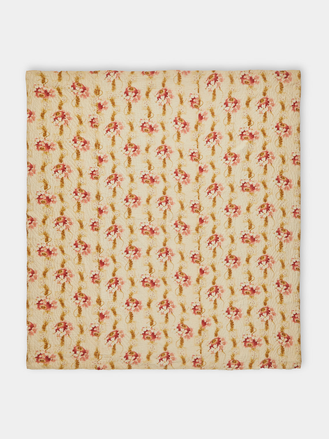 Antique and Vintage - 1910s English North Country Floral Wholecloth Quilt -  - ABASK