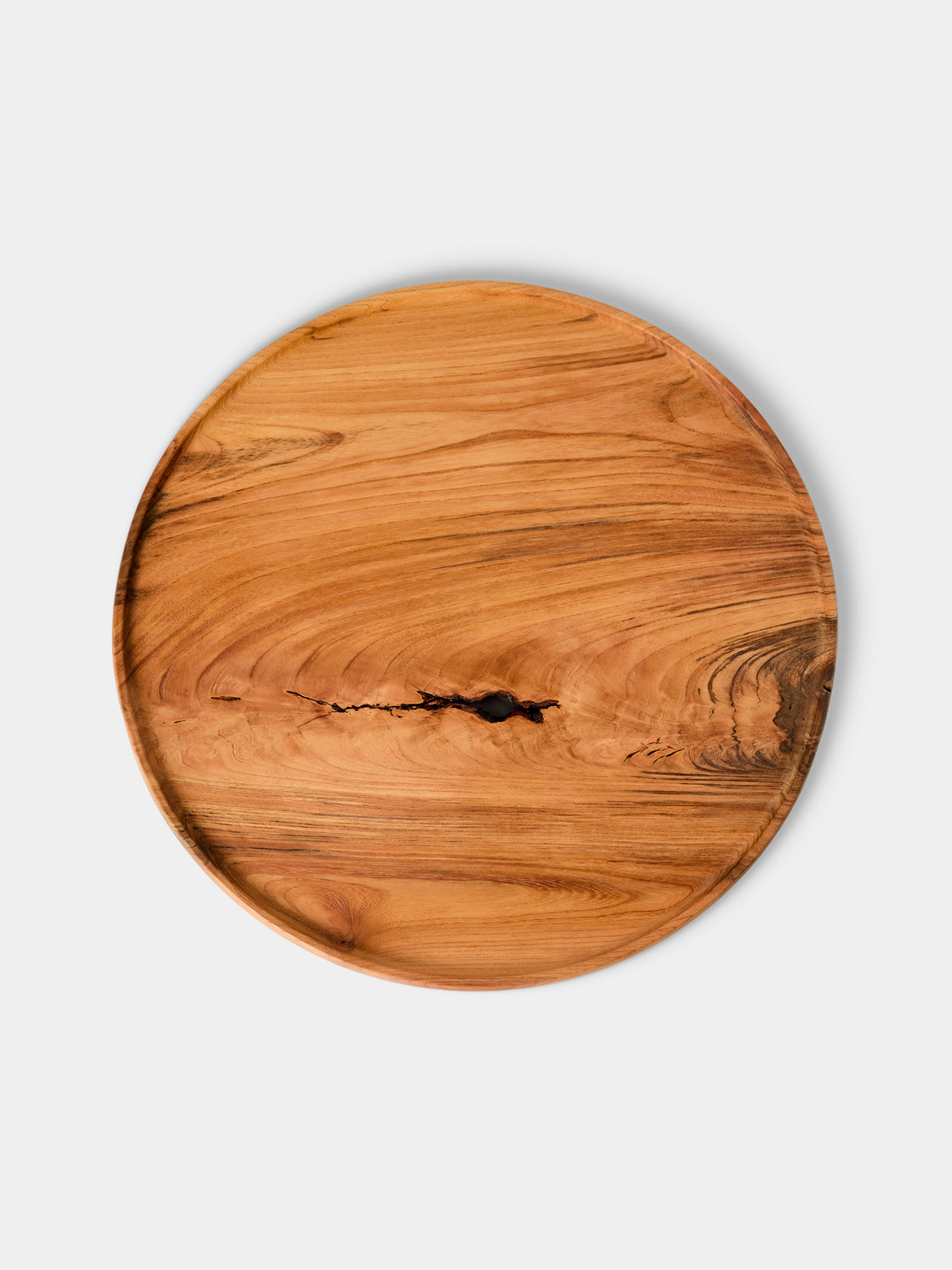 Iida Woodturning - Hand-Turned Zelkova Oil-Finish Tray (18in/46cm) - Brown - ABASK