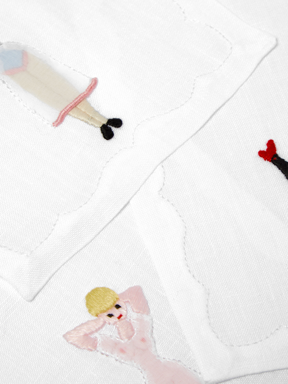 Taf Firenze - Donnine Hand-Embroidered Linen Cocktail Napkins (Set of 6) -  - ABASK