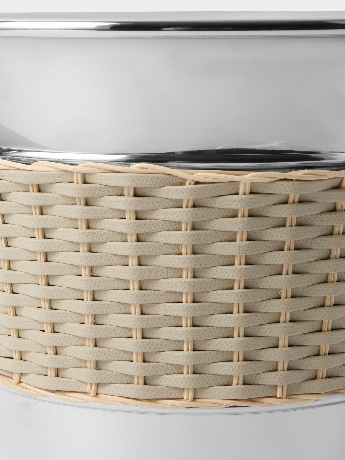Pigment France - Menton Leather and Rattan 2/3-Bottle Champagne Bucket - Cream - ABASK