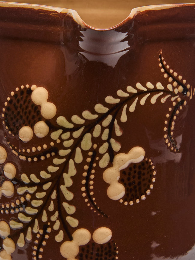 Poterie d’Évires - Flowers Hand-Painted Ceramic Straight-Edge Jug (34oz/1L) - Light brown - ABASK