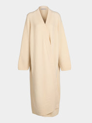 Dusan - Ribbed Wool Long Cardigan | One Size - Ivory - ABASK - 