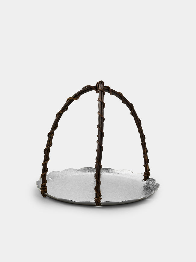 Seikado - Snowflake Pewter and Wisteria Vine Serving Plate (8in/21cm) - Silver - ABASK - 