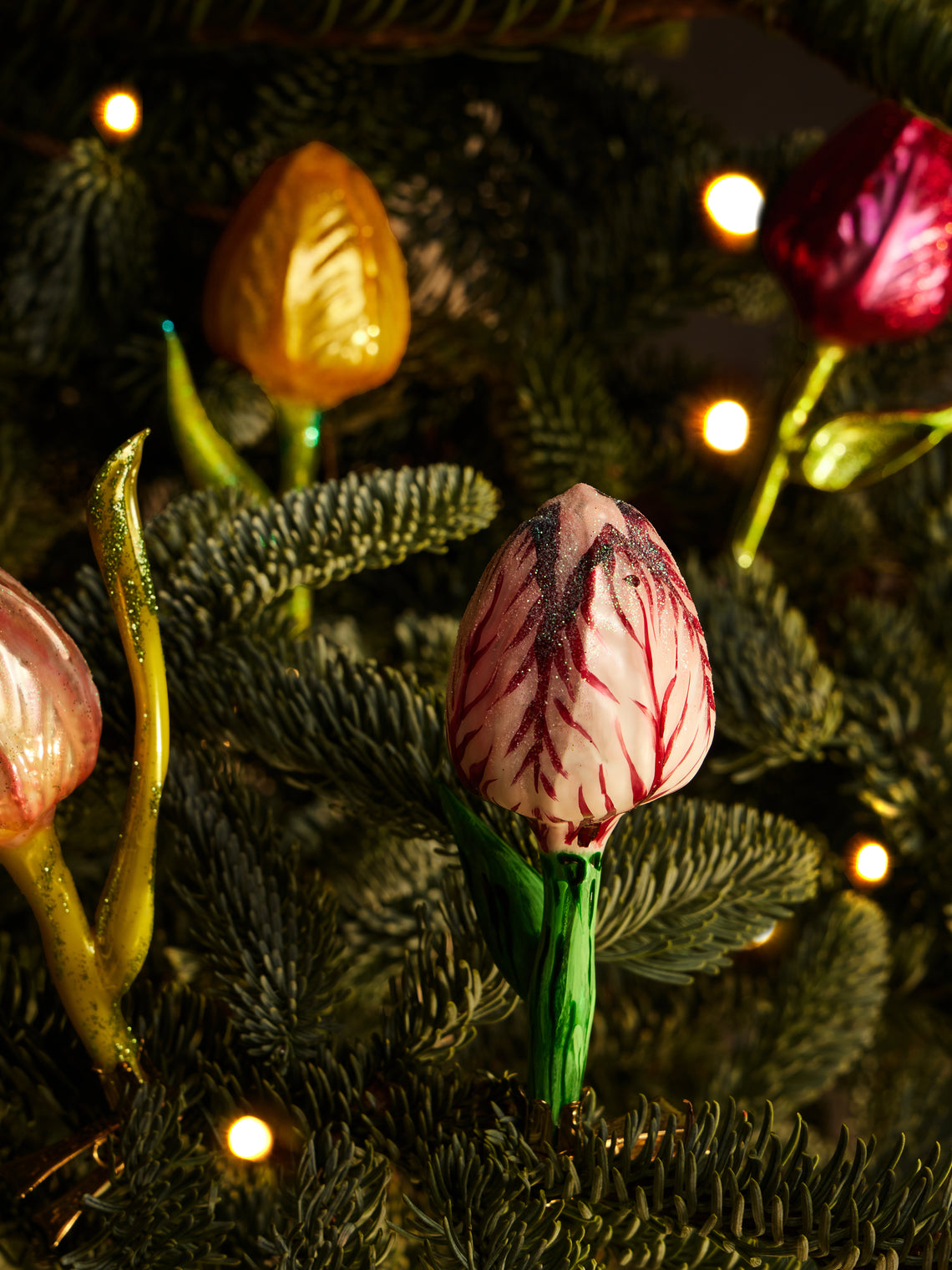 ABASK Decorations - Tulip Garden Hand-Blown Glass Clip-On Tree Decorations (Set of 6) - Multiple - ABASK