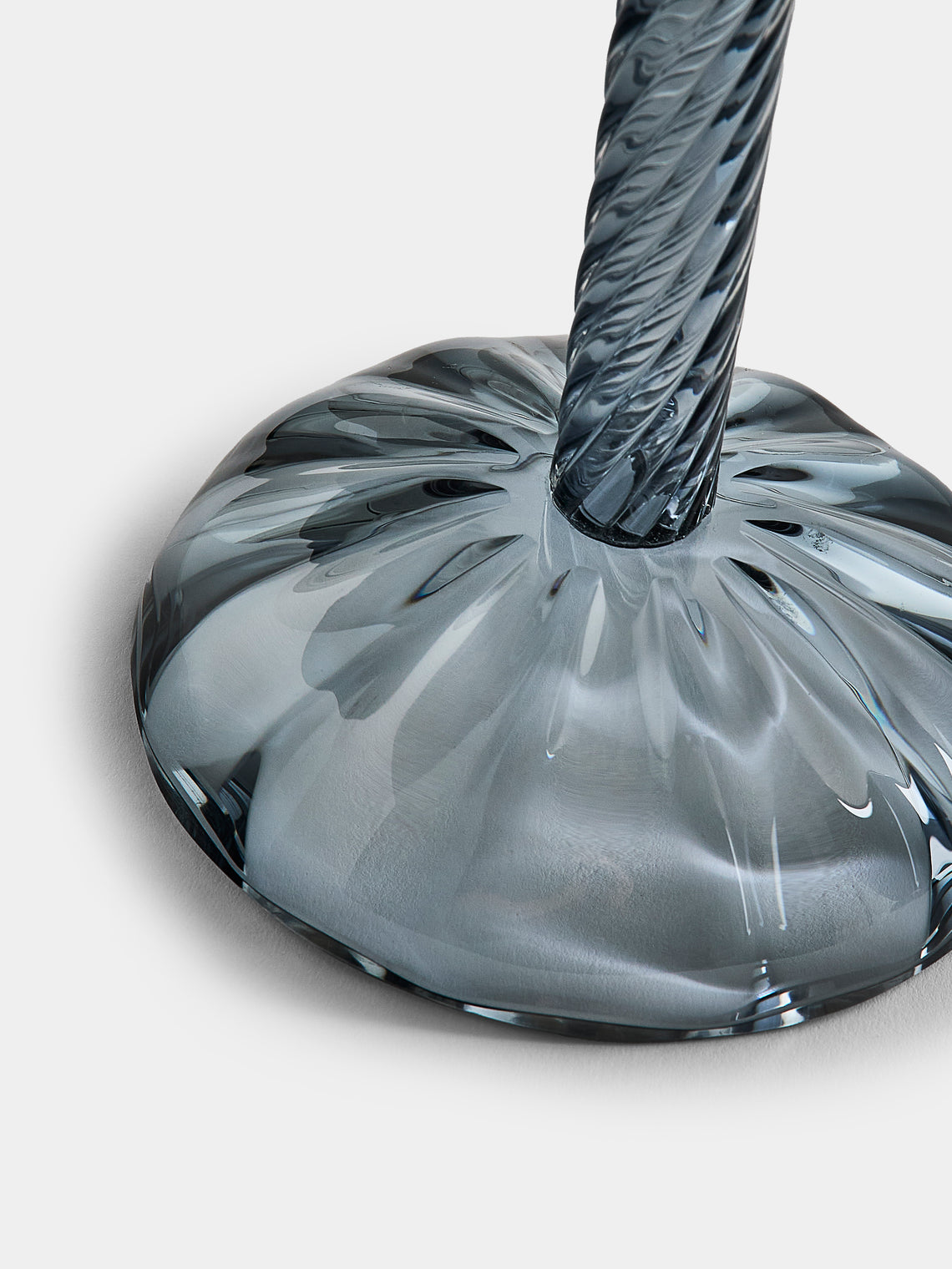 Aina Kari - Venetian Knot Hand-Blown Murano Glass Candlestick Holder - Gray - ABASK