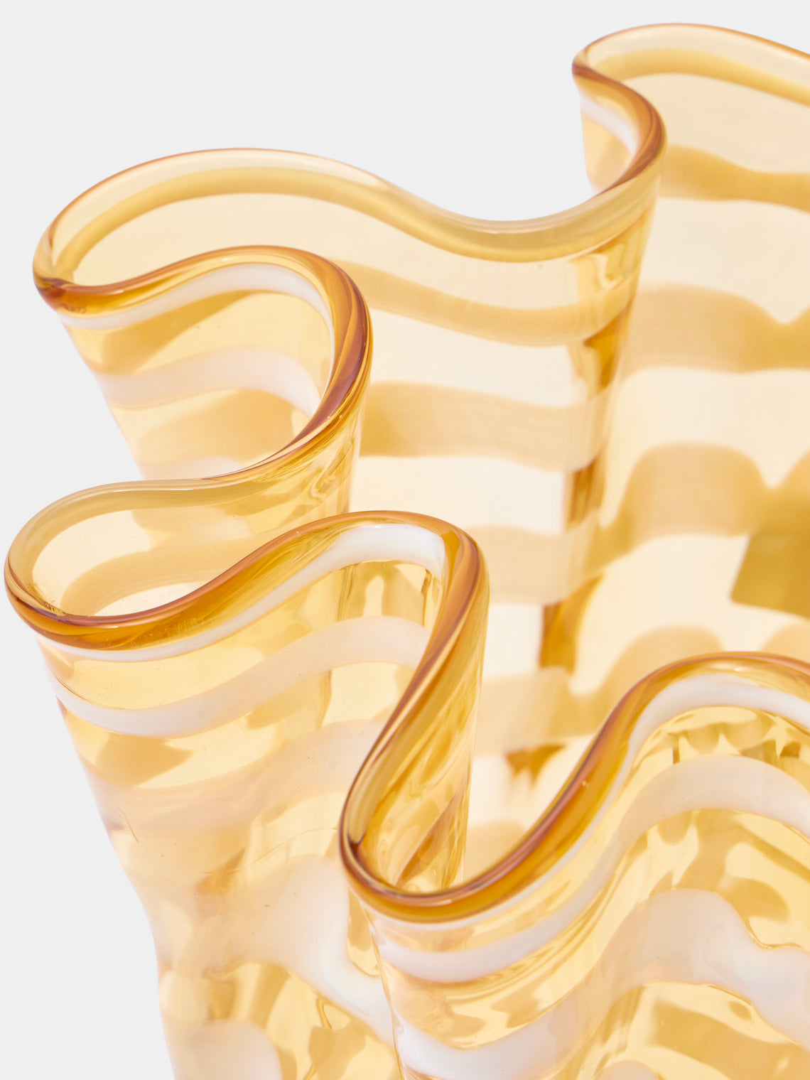 Antique and Vintage - 1980s A. Dal Borgo Murano Glass Vase (12.5in/31.5cm) - Yellow - ABASK