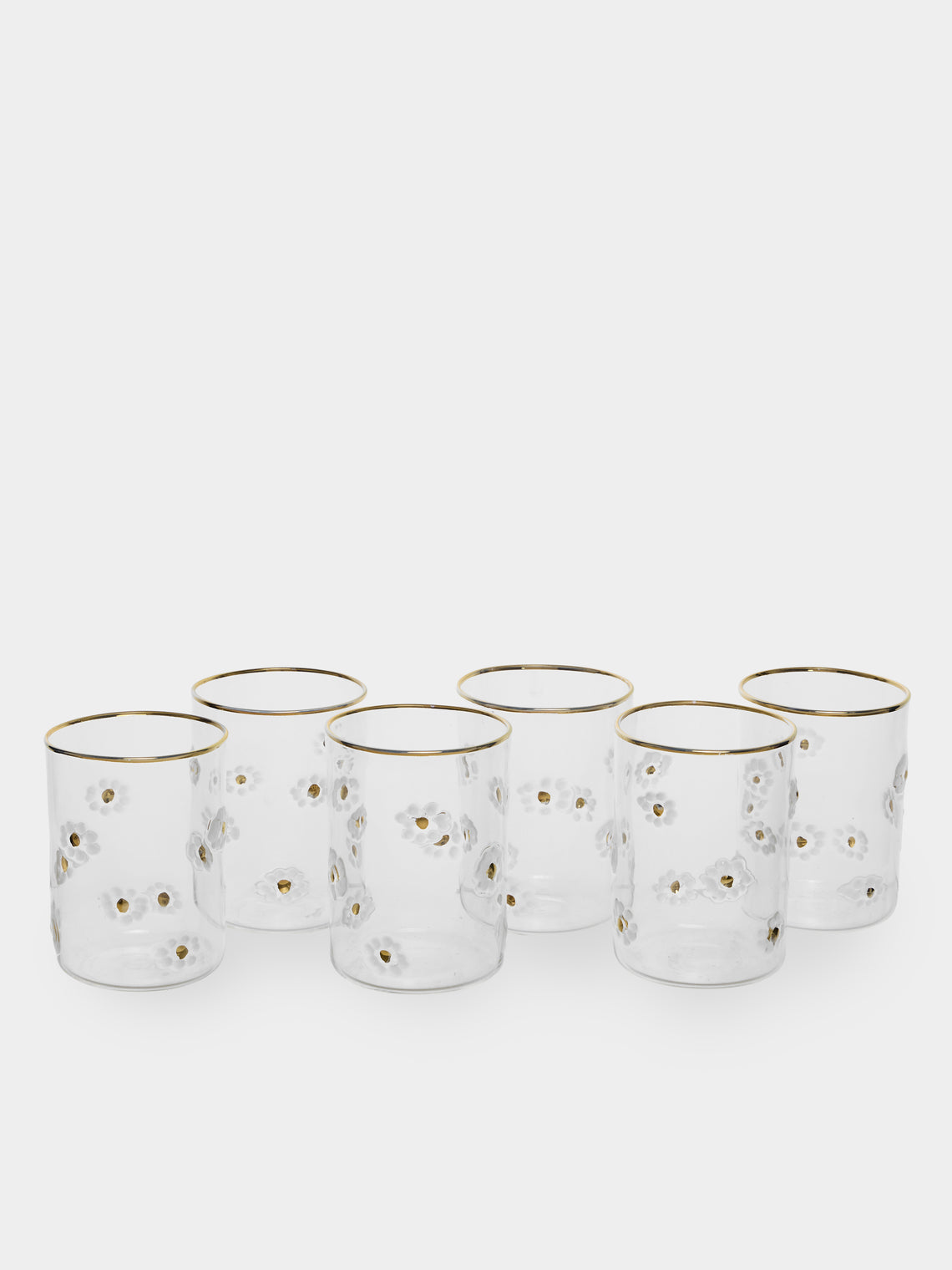 Alya Tannous - | Set of 6 | Daisy Water Glasses - Clear - ABASK