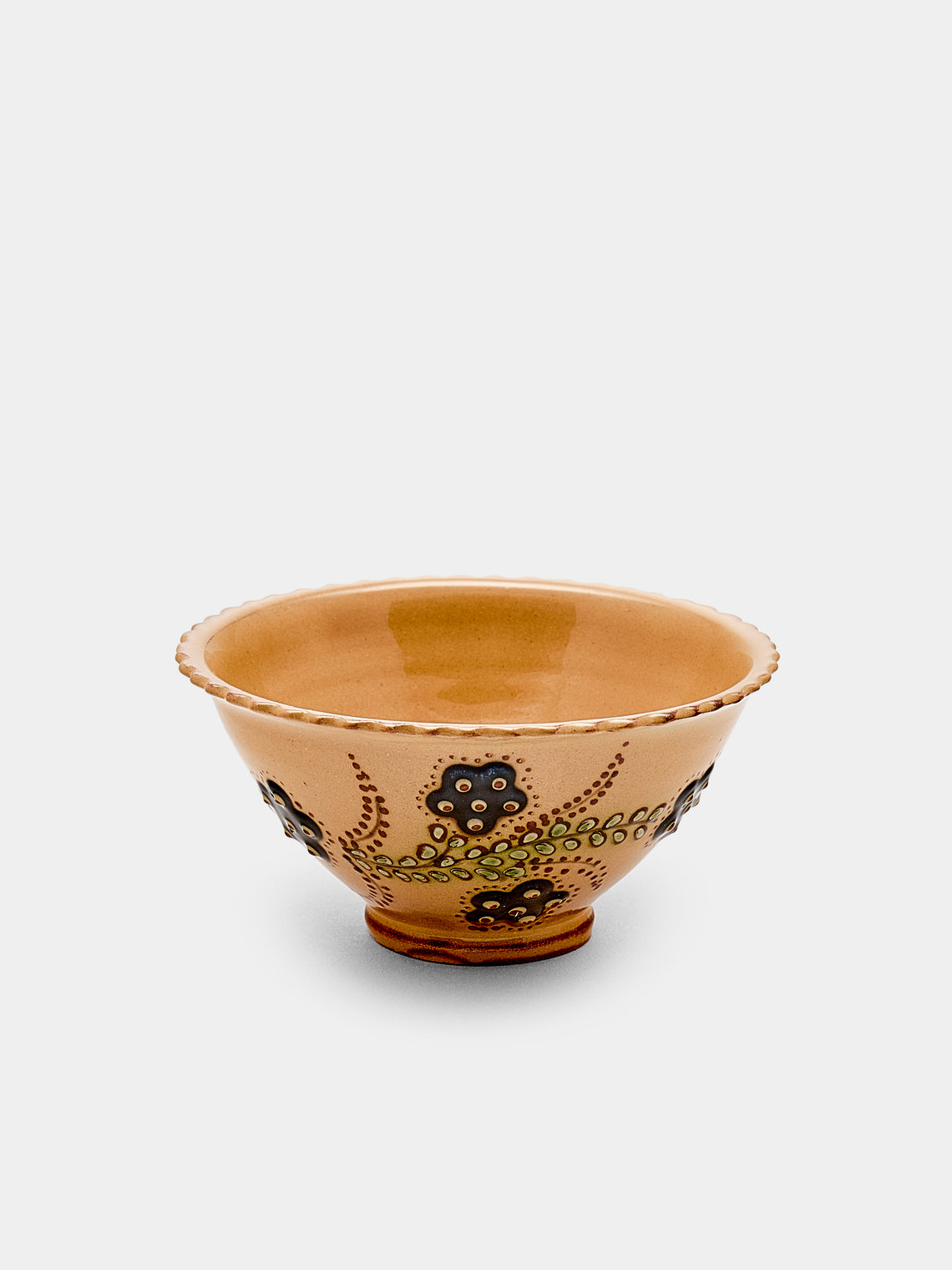 Poterie d’Évires - Flowers Hand-Painted Ceramic Small Fluted Bowls (Set of 8) - Cream - ABASK