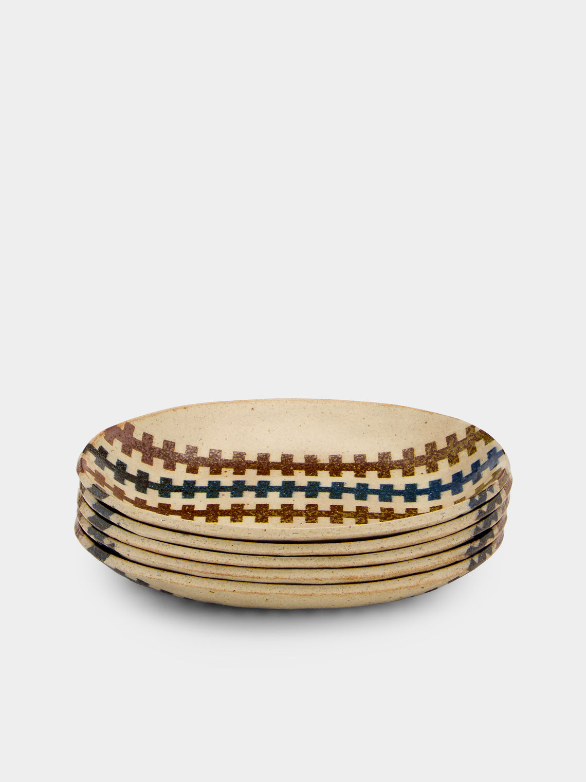 Makidani-gama - No. 1 Nerikomi Ceramic Medium Oval Bowls (Set of 5) - Multiple - ABASK