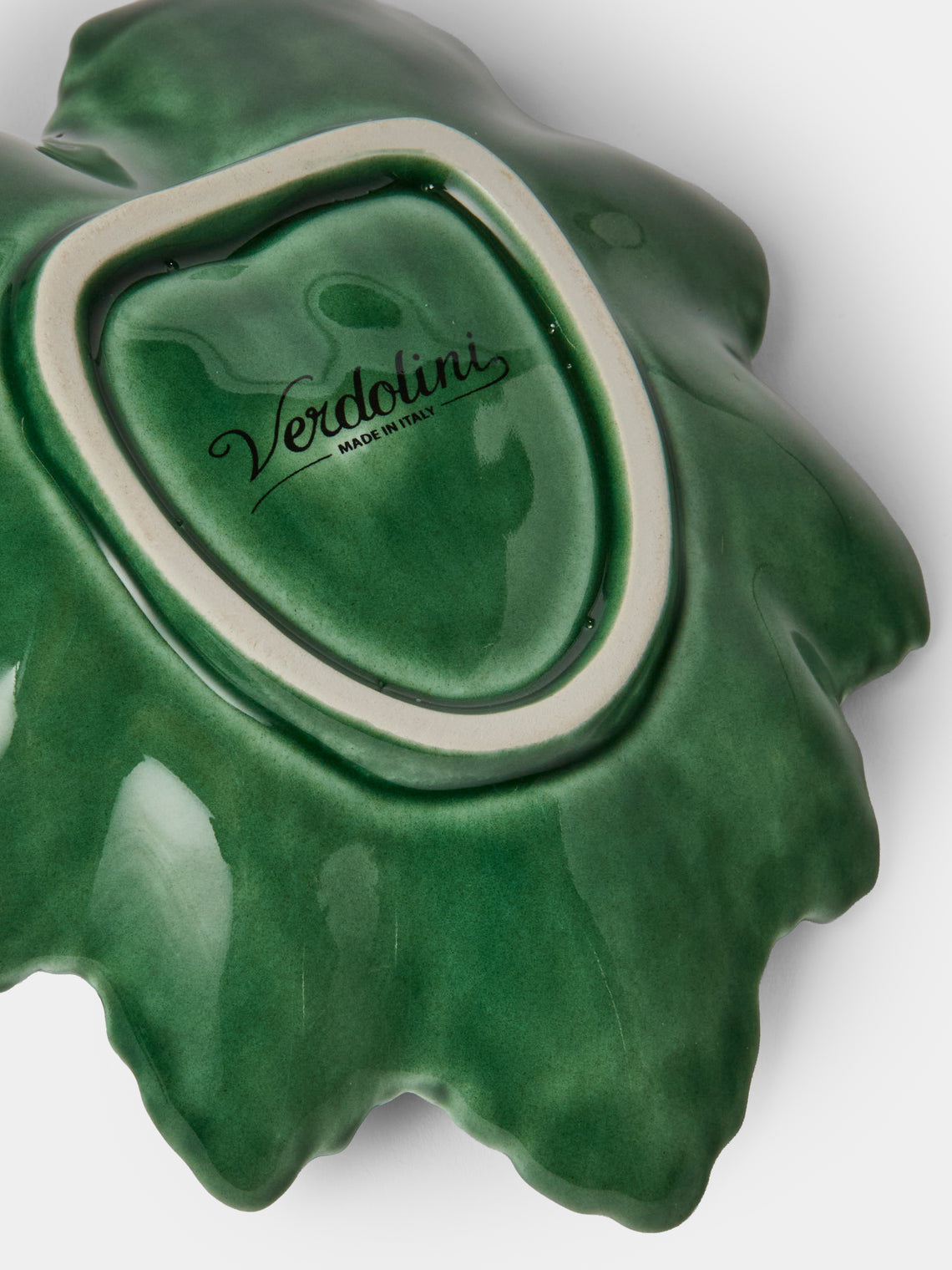 Verdolini - Leaves Hand-Painted Majolica Ceramic Serving Dishes (Set of 2) - Green - ABASK