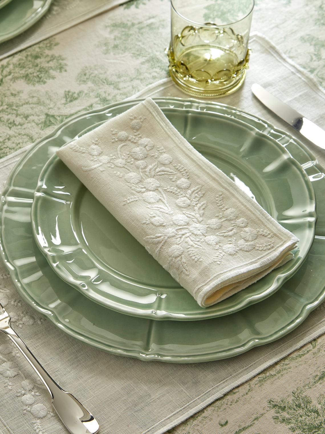 Borgo delle Tovaglie - Venaria Embroidered Linen Napkins (Set of 4) - Ivory - ABASK