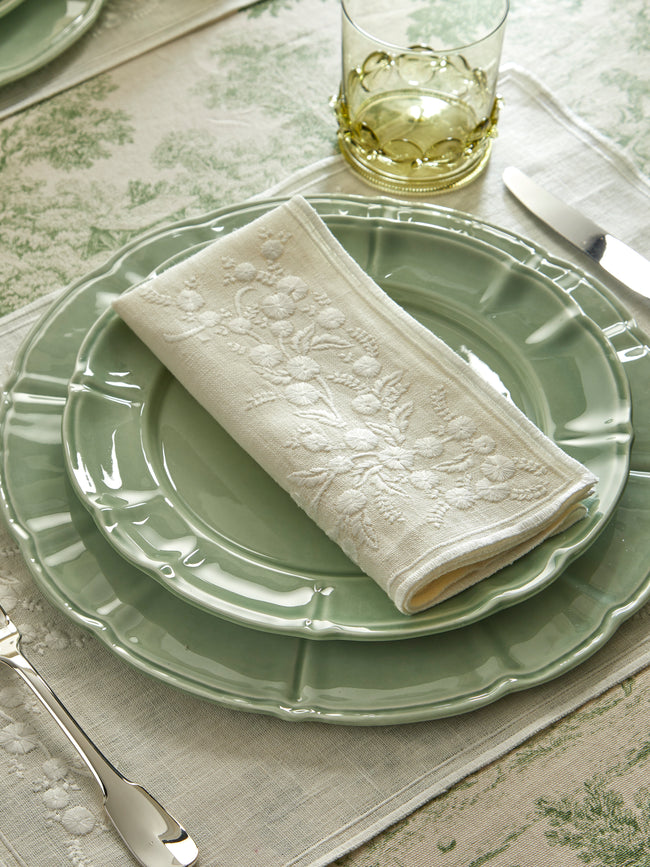 Borgo delle Tovaglie - Venaria Embroidered Linen Napkins (Set of 4) - Ivory - ABASK
